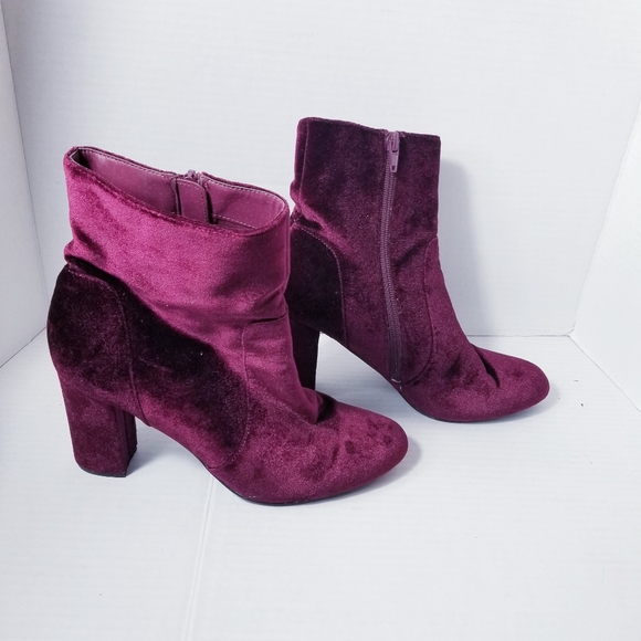 MADDEN GIRL BURGUNDY VELOUR HEELED BOOTS SIZE 8 - Picture 1 of 15